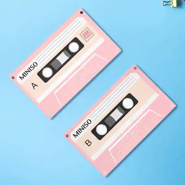 Libreta Con Diseño de Cassette Rosa Miniso