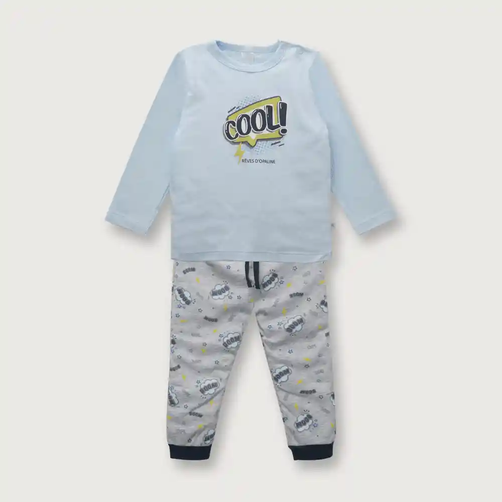 Pijama Largo Cool Para Niño Celeste Talla 4a
