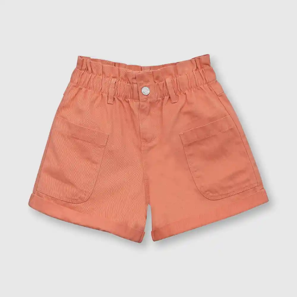 Short Recogido De Niña Naranjo Talla 2a