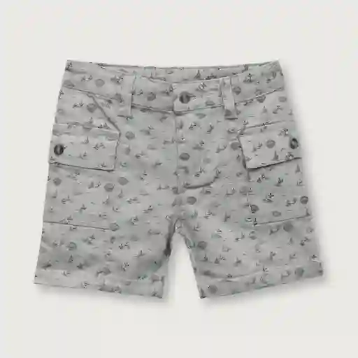 Bermuda Full Print De Niño Gris Talla 4a