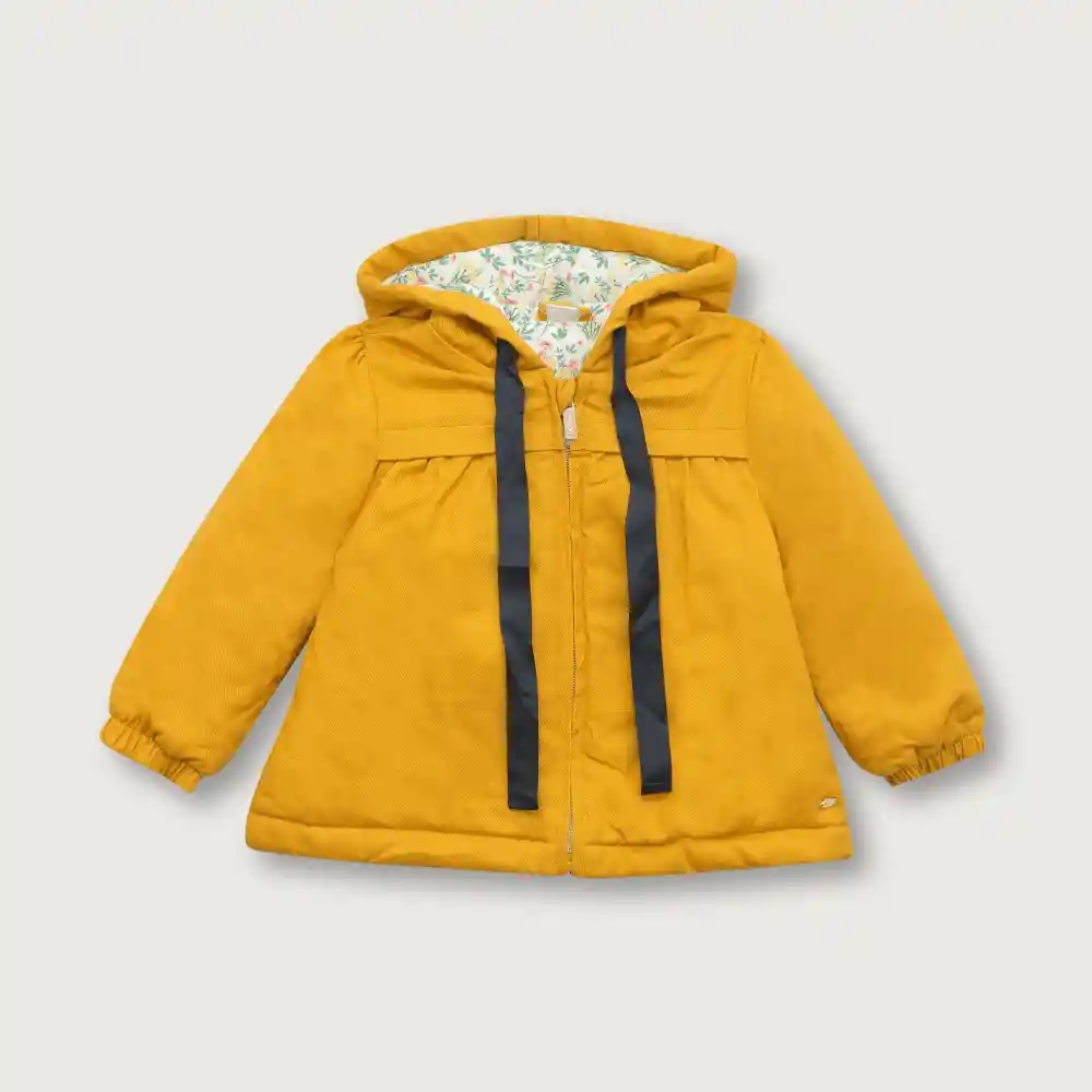 Chaqueta Gabardina Con Gorro Niña Mostaza Talla 3 Años