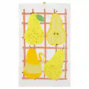 Paño Cocina de Algodón Velour Amarillo Estampado