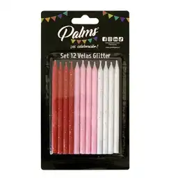 Palms Set Velas con Glitter Colores Surtidos