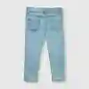 Jeans Con Bordado De Bebe Niña Azul Talla 3/6m