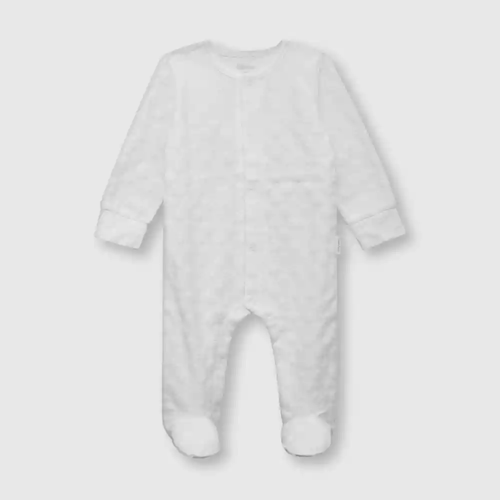 Enterizo Osito Huellitas Bebé Niño Blanco Talla 6/9m