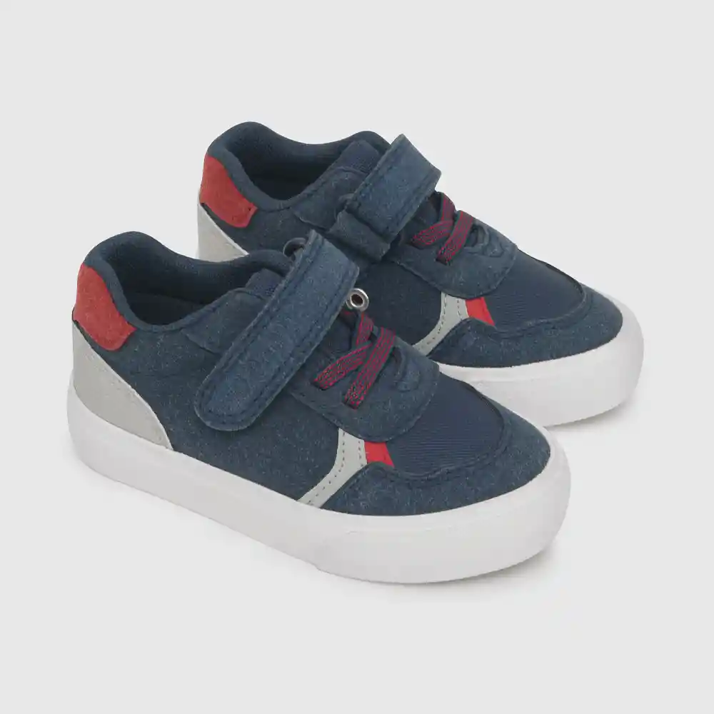 Zapatillas Urbana Velcro Elástico Azul Talla 25