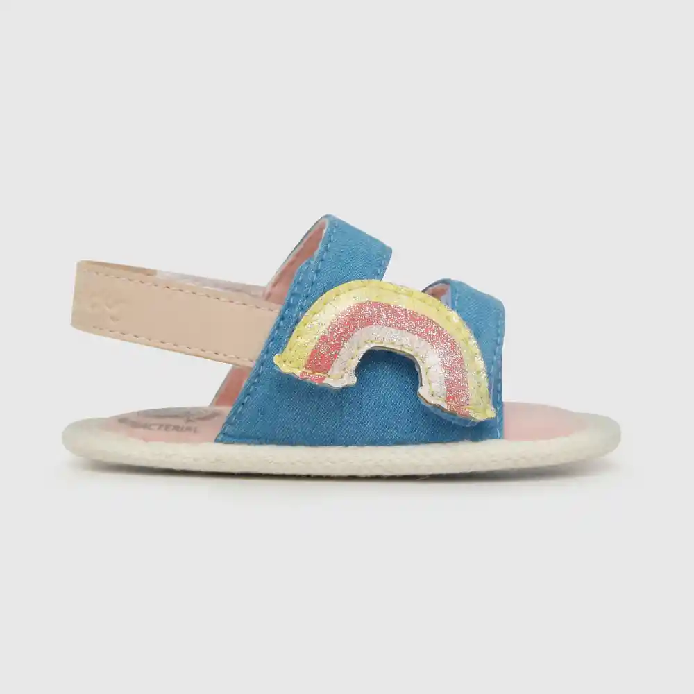 Sandalias Con Velcro Arcoíris De Niña Azul Talla 14