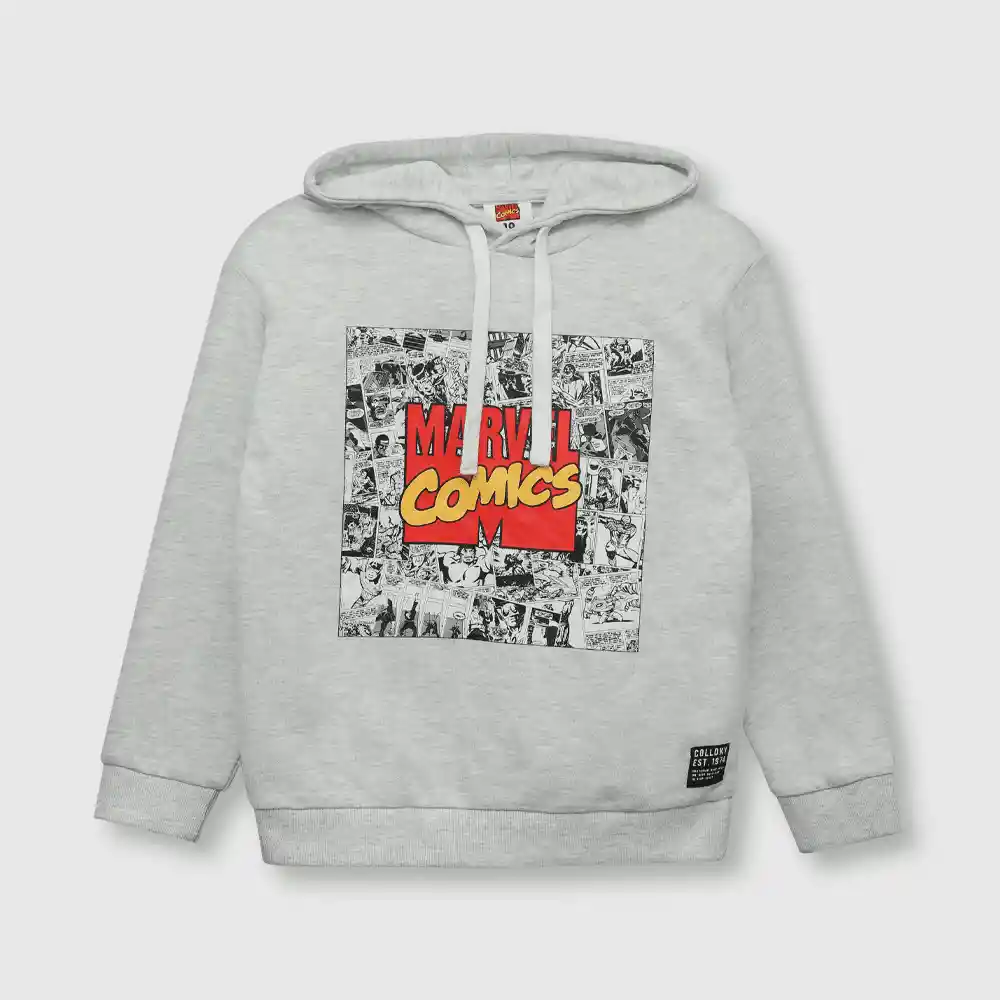 Polerón Marvel Comics De Niño Gris Talla 12 Años