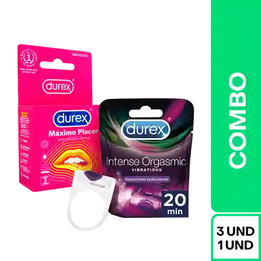 Combo Durex Placer Condón Max Placer + Anillo Intense Orgasmic
