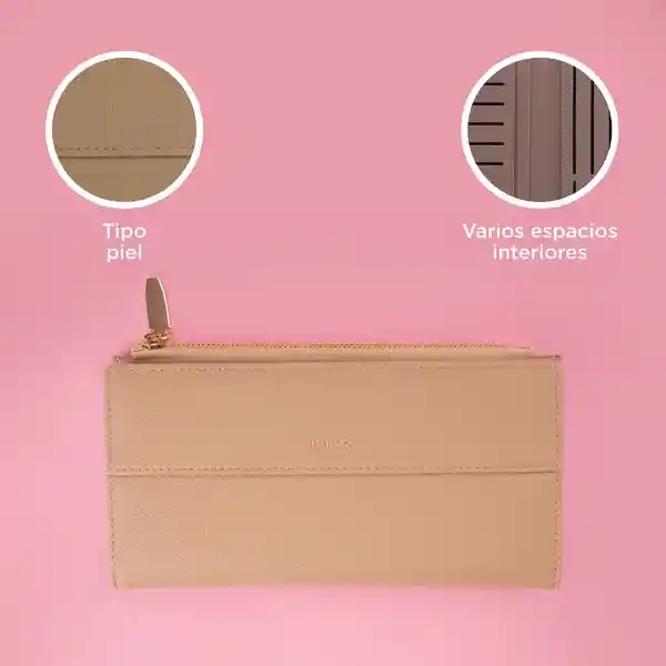 Cartera Larga Para Mujer Beige Miniso