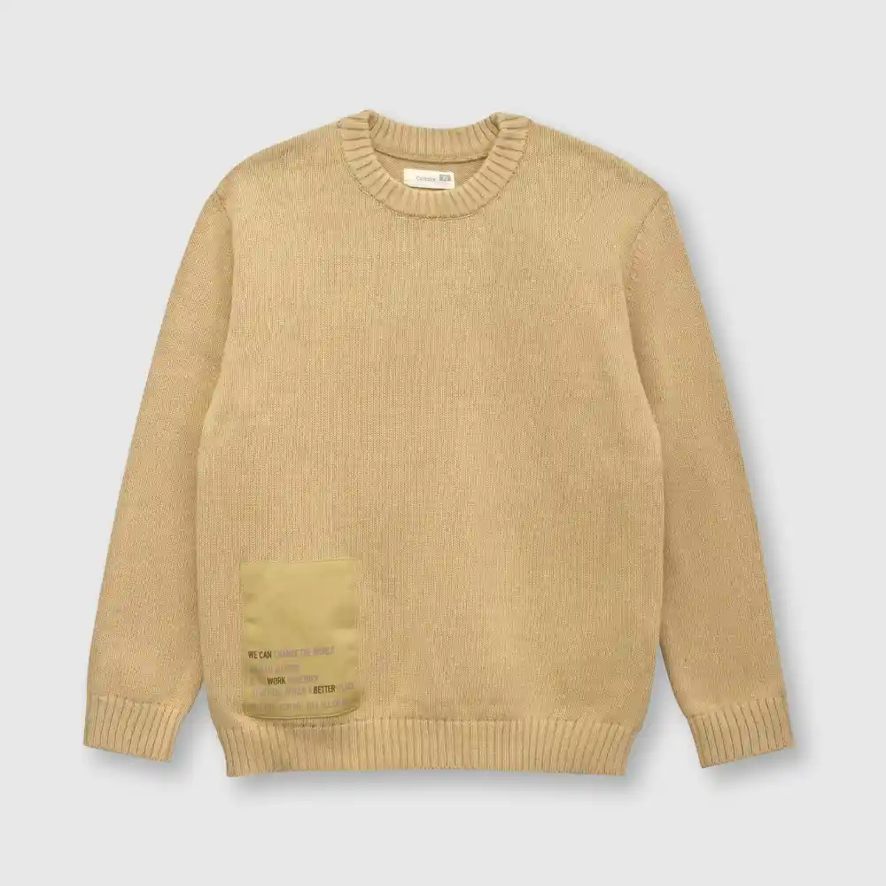 Sweater Con Parche De Niño Beige Talla 2a