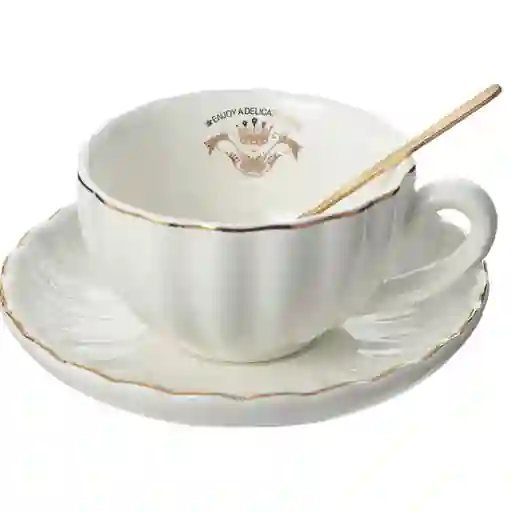 Taza Con Plato y Cuchara Miniso