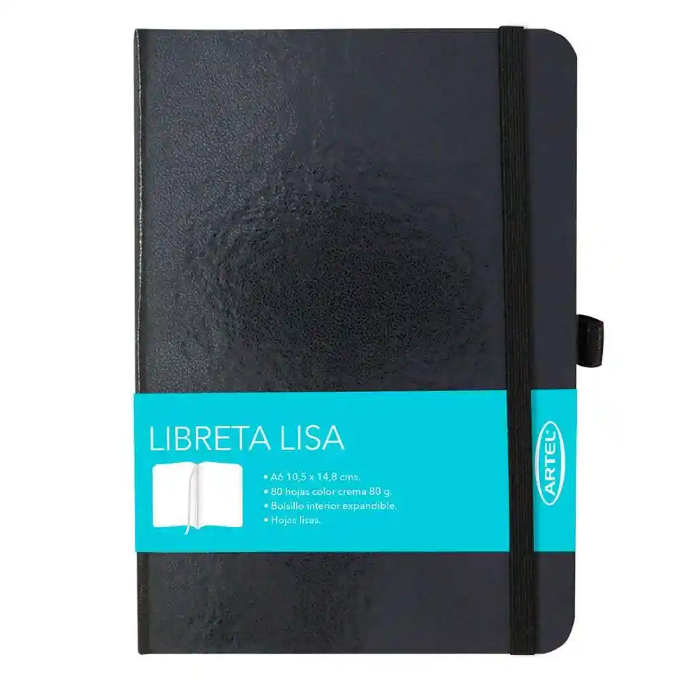 Libreta lisa A6 80 hj tapa negra elást