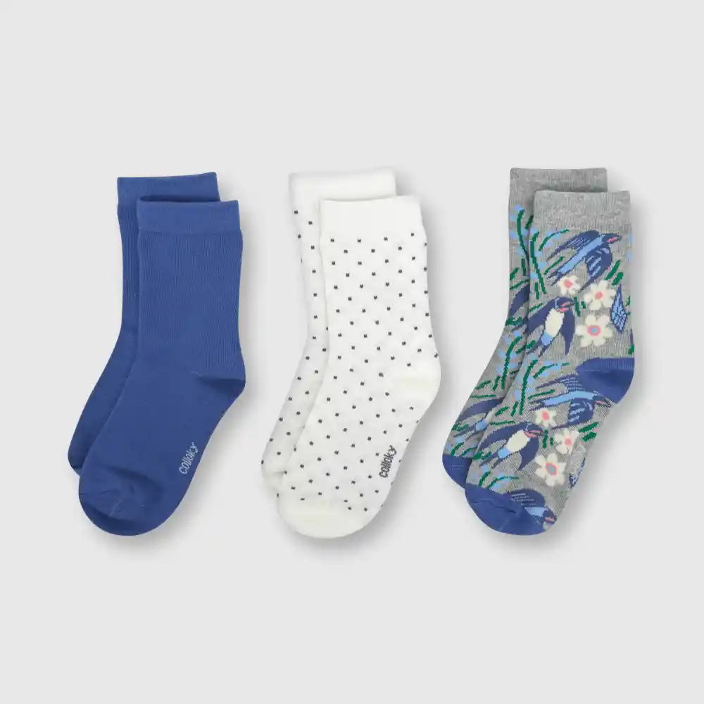 Calcetín Flores De Niña Azul