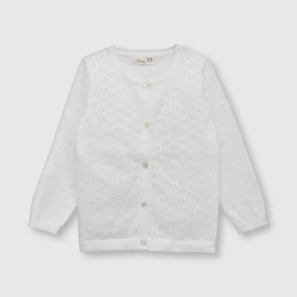 Chaleco Calado Para Bebé Niña Blanco Talla 18/24m