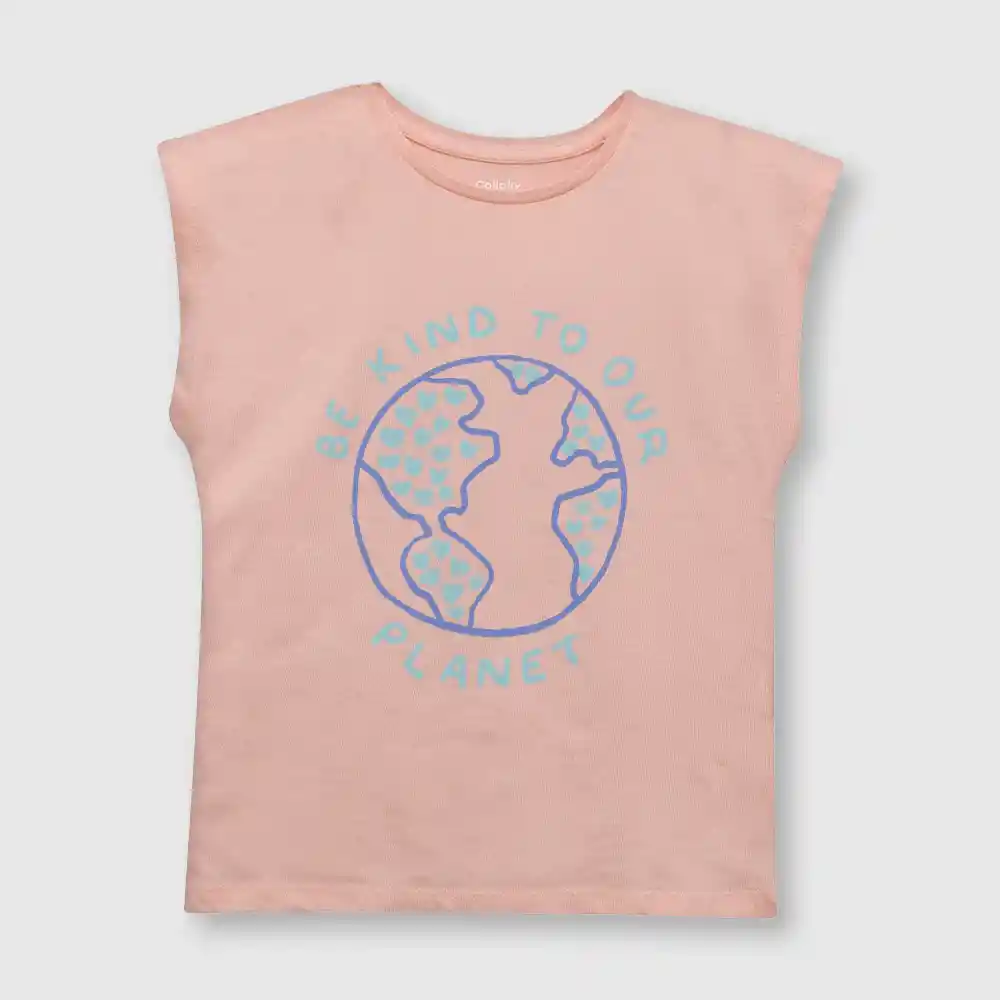 Polera Mundo De Niña Rosada Talla 4a