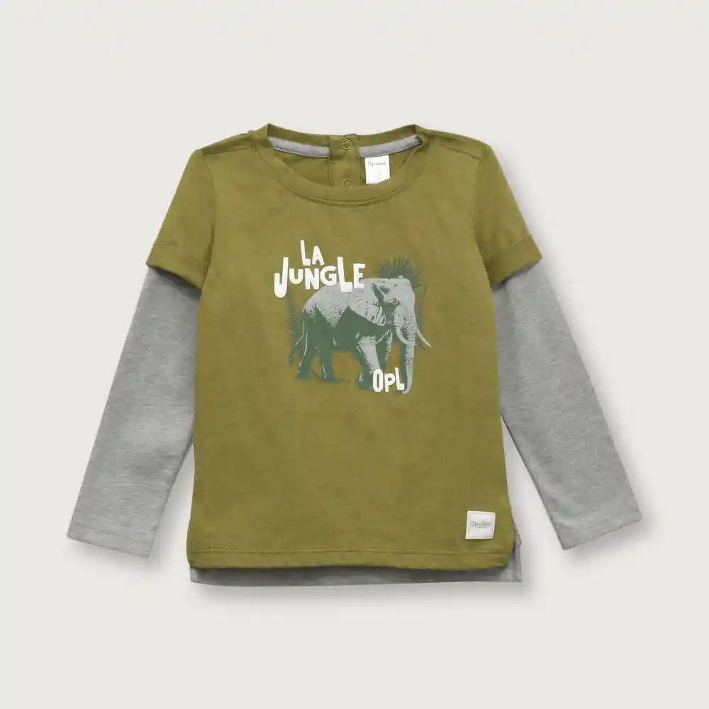 Polera De Niño Elefante Verde Talla 18m