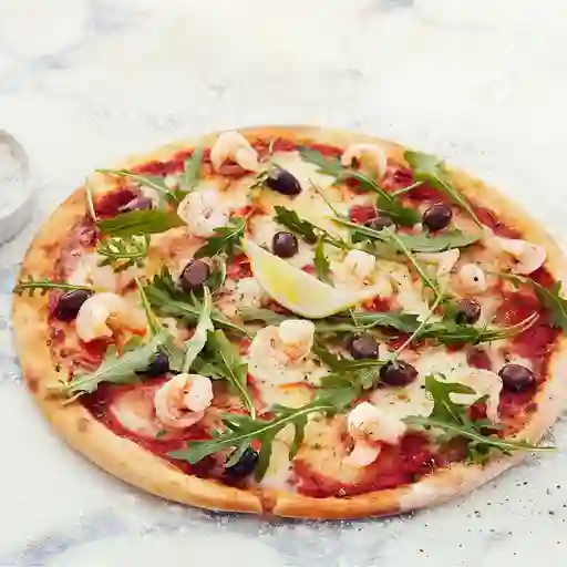 Pizza scampi e rucola