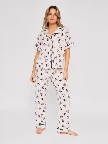 Mickey & Minnie Pijama Manga Corta Ecru L V26