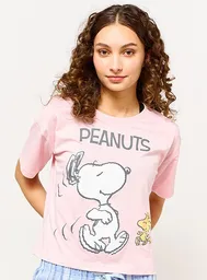 Snoopy Pijama Manga Corta Jog Rosado Talla L V25