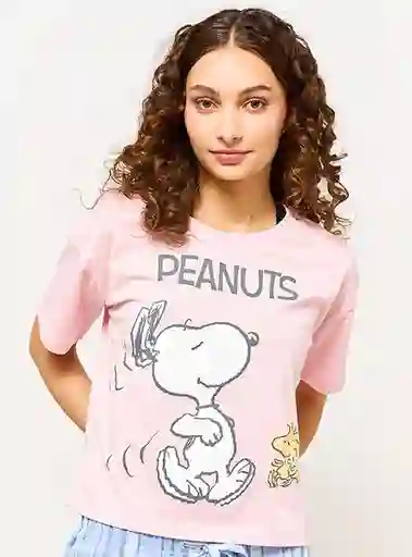 Snoopy Pijama Manga Corta Jog Rosado Talla L V25