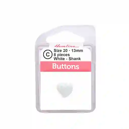 Botón Plástico Corazón Blanco 13mm 8 Unidades Hb04313.01 13mm 8 Un