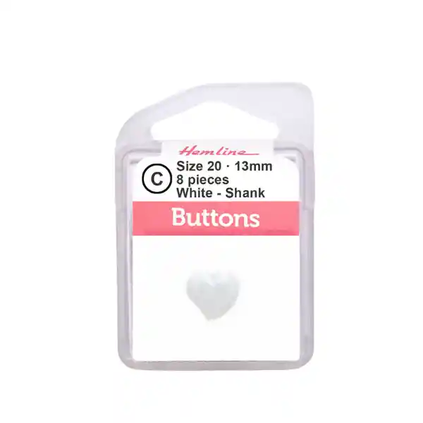 Botón Plástico Corazón Blanco 13mm 8 Unidades Hb04313.01 13mm 8 Un