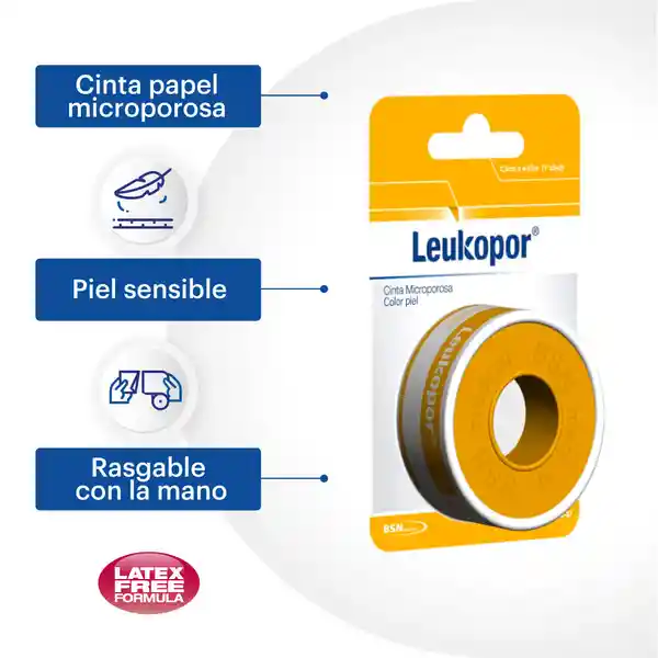 Leukopor Cinta Microporosa Color Piel 5 m