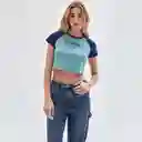 Polera Go Hannah Raglan Crop Baby Teej Azul Talla XS F7ES Guess