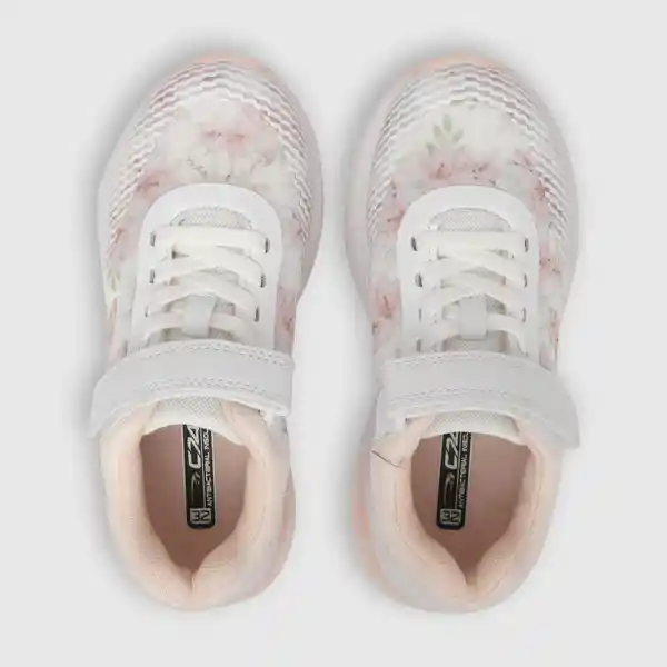 Zapatillas Deportiva Estampada Flores Blanco/Rosado T.33 Colloky