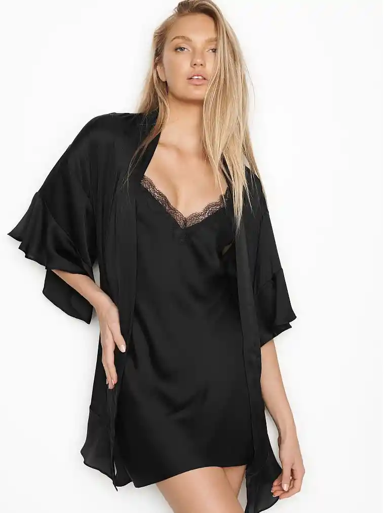 Victoria's Secret Kimono de Satín Negro