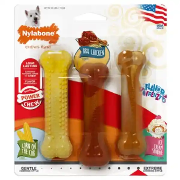 Nylabone Juguete Huesos Power Chew Mediano Sabor Múltiple