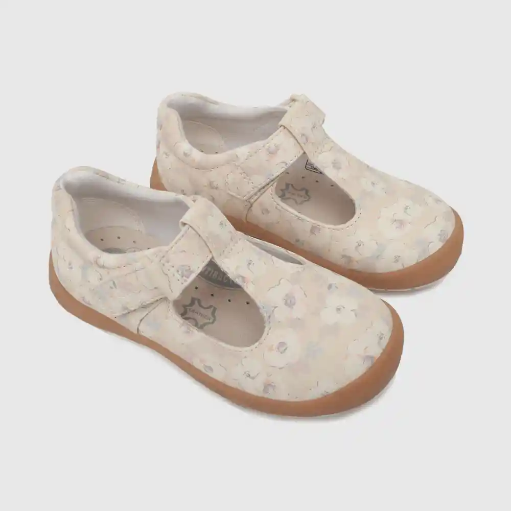 Zapatos Reina Estampado Flores De Niña Blanco Talla 23