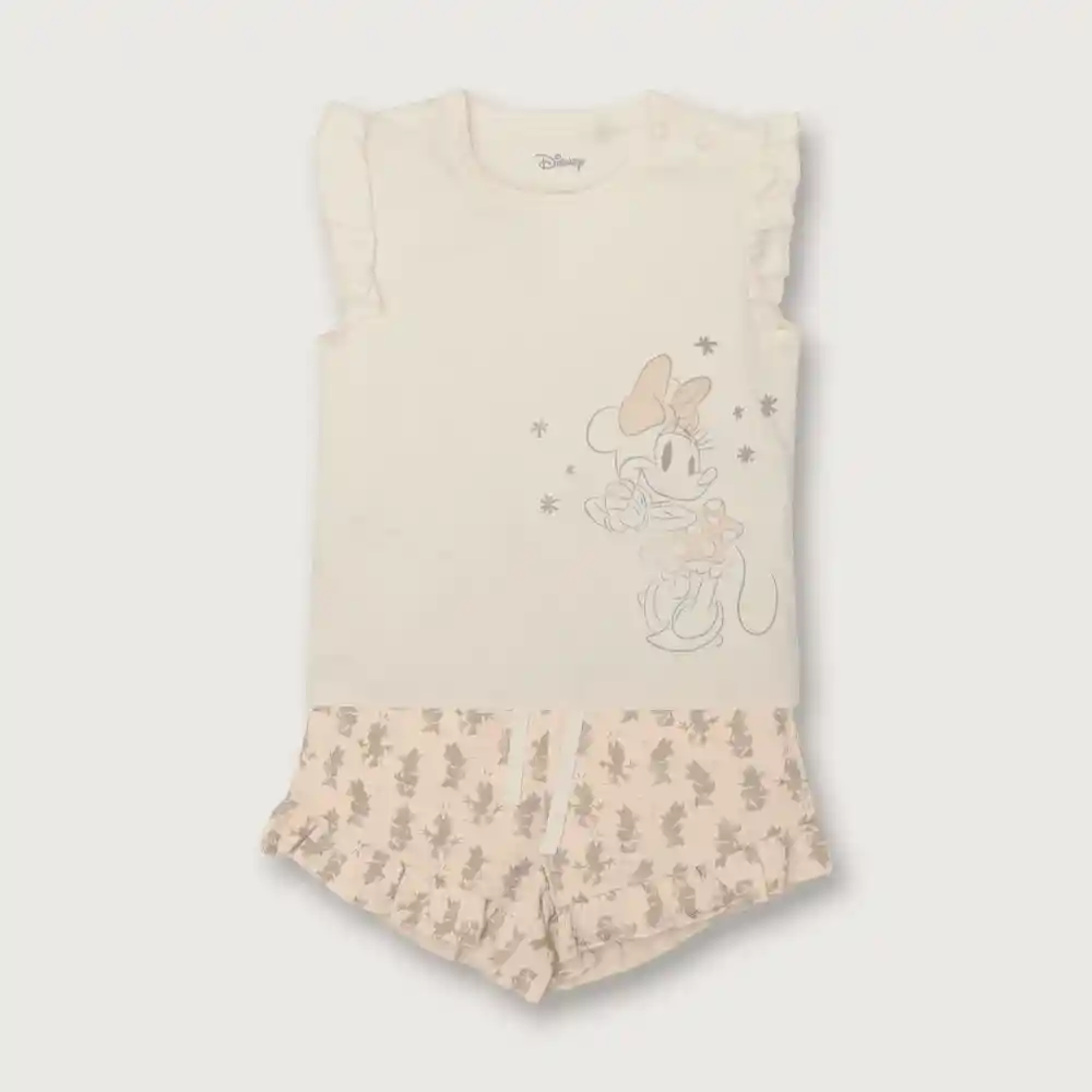 Pijama Minnie Mouse Para Niña Damasco Talla 18m