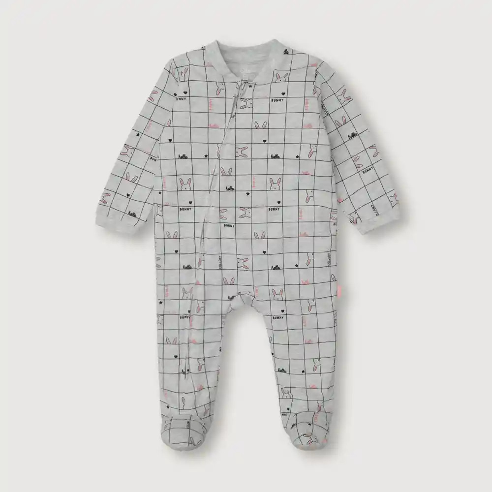 Pijama Conejitas De Bebé Niña Gris Talla 6/9 Meses