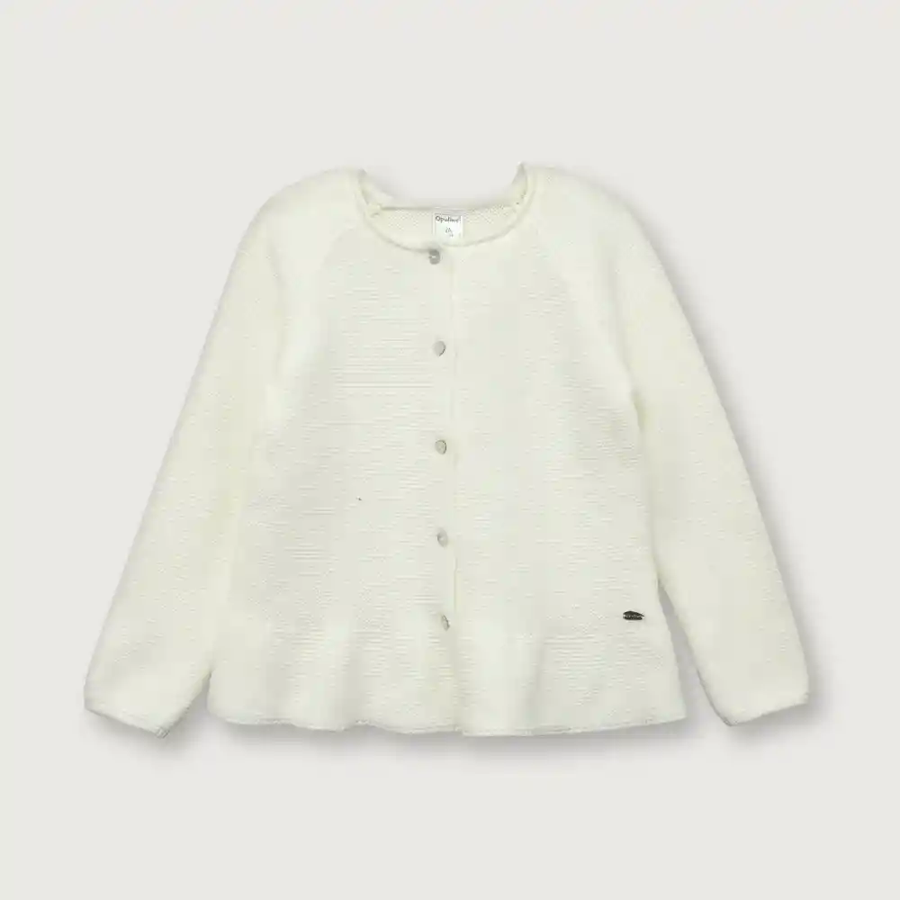 Chaleco Con Vuelo De Niña Blanco Talla 3a