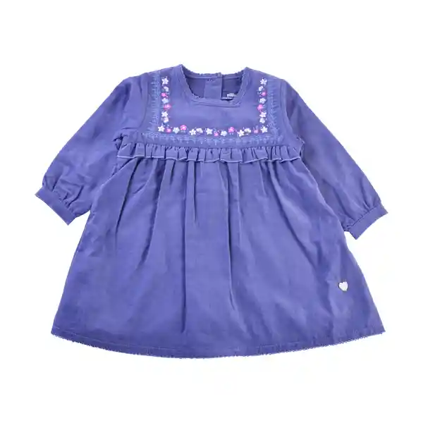 Vestido Cotelé Manga Larga Bebé Niña Azul Talla 9 M Pillin