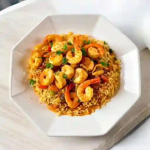 Colacion Chapsui De Camaron Con Arroz Chaufan+5 Unidades De Wantan Fritos + Bebida 350mi, Sabor Coca Cola O Fanta.