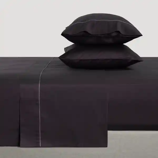 Set de Sábanas Algodón 240 Hilos Negro 1.5 Plaza Casaideas