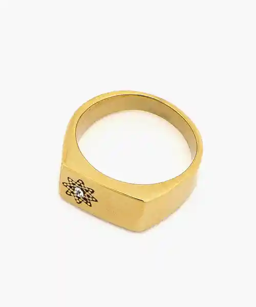 Anillo Acero Inoxidable Flor Brillante Dorado 7 Lounge