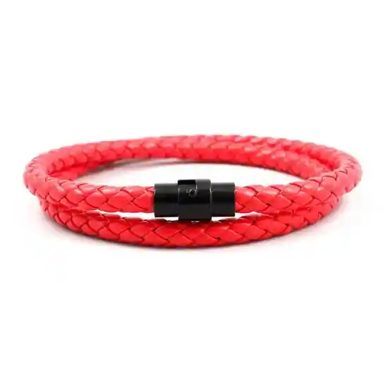 Pulsera de Ecocuero Brazalete Hombre Rojo