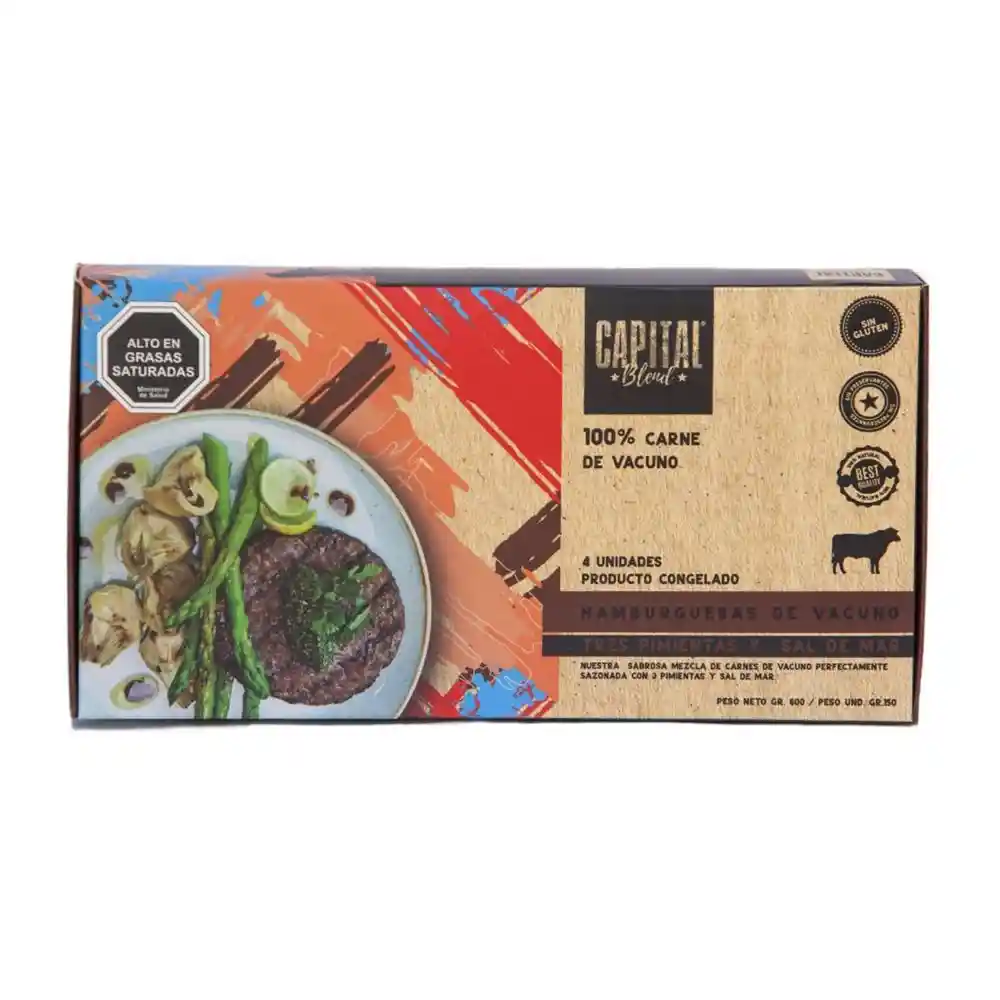 Capital Blend Hamburguesas de Vacuno Tres Pimientas y Sal Marina