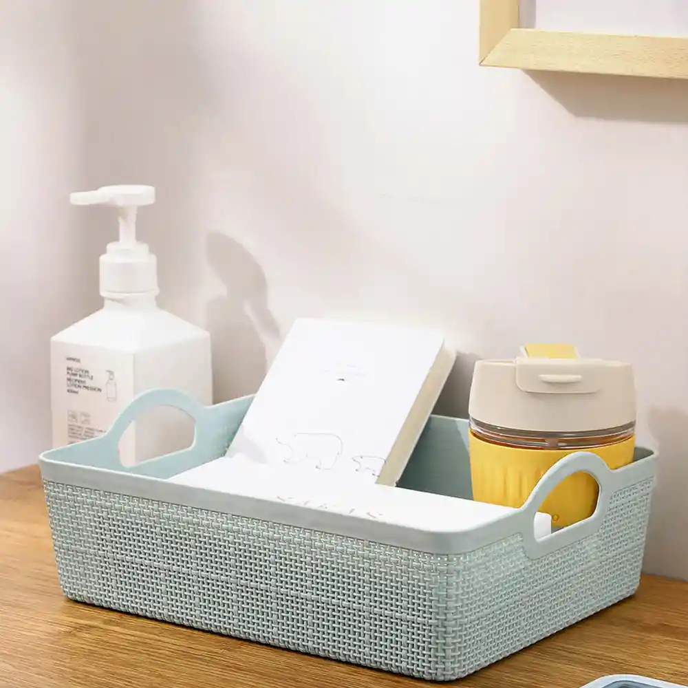 Miniso Cesto Para Almacenamiento Con Mango Trenzado Plástico