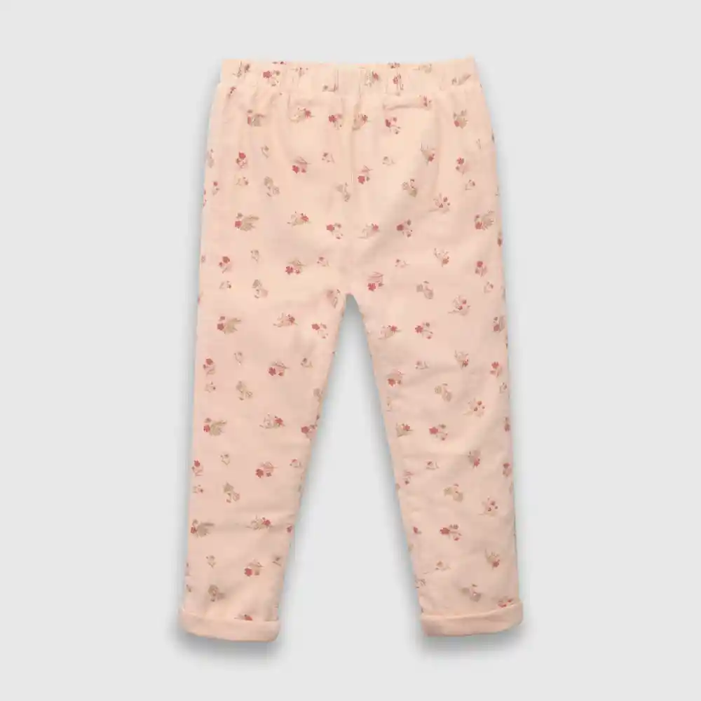 Pantalón De Cotele Forrado Para Bebé Rosado T. 3/6 Meses