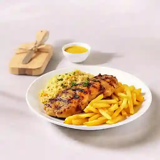 Promo Monstrito Brasero de ¼ de Pollo y Papas Fritas