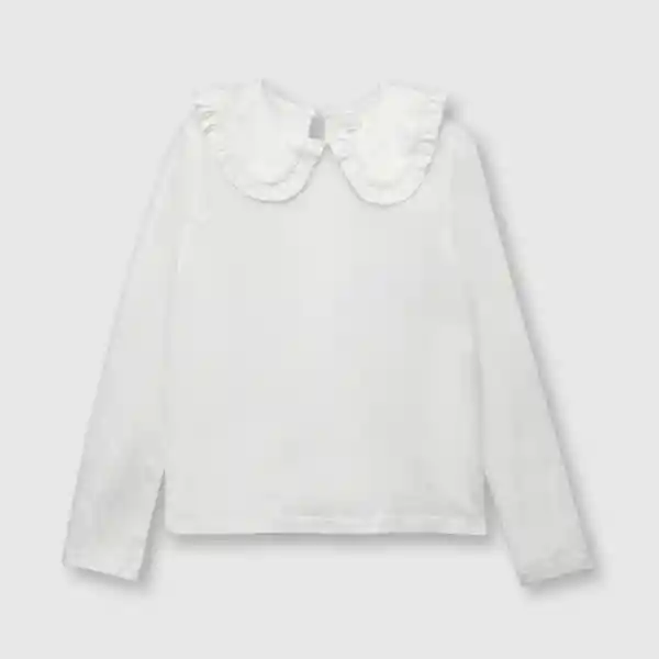 Polera Cuello Bobo de Niña Off White Talla 3A Colloky