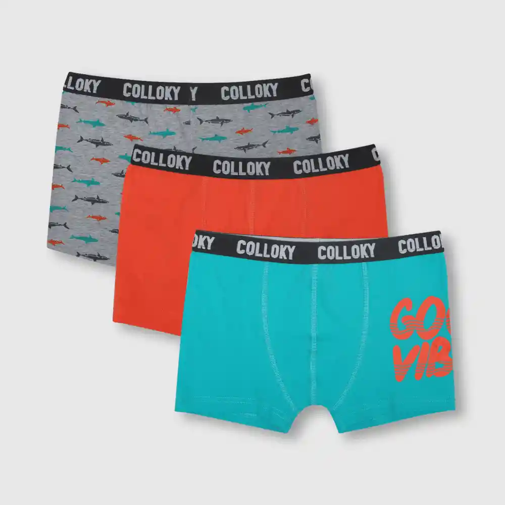 Pack Bóxer Tiburon De Niño Gris Talla 8a