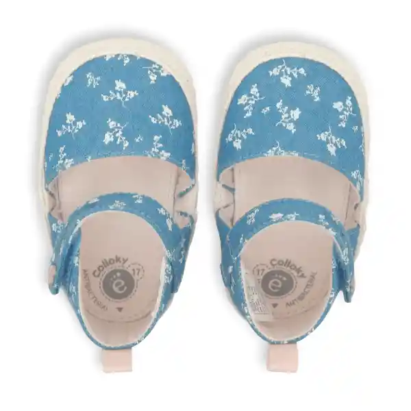 Alpargatas Estampada Flores Niña Denim Talla 16 Colloky