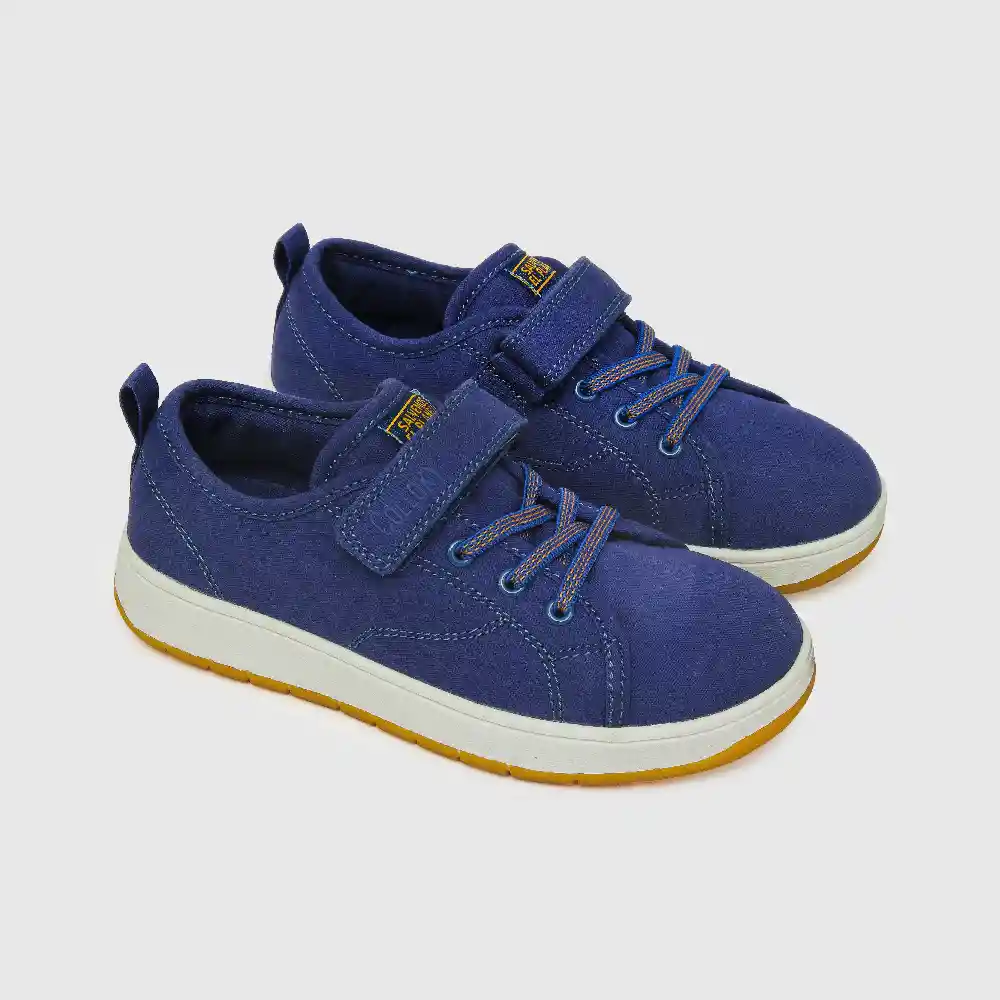 Zapatillas Velcro Elástico Lona Niño Azul Talla 36