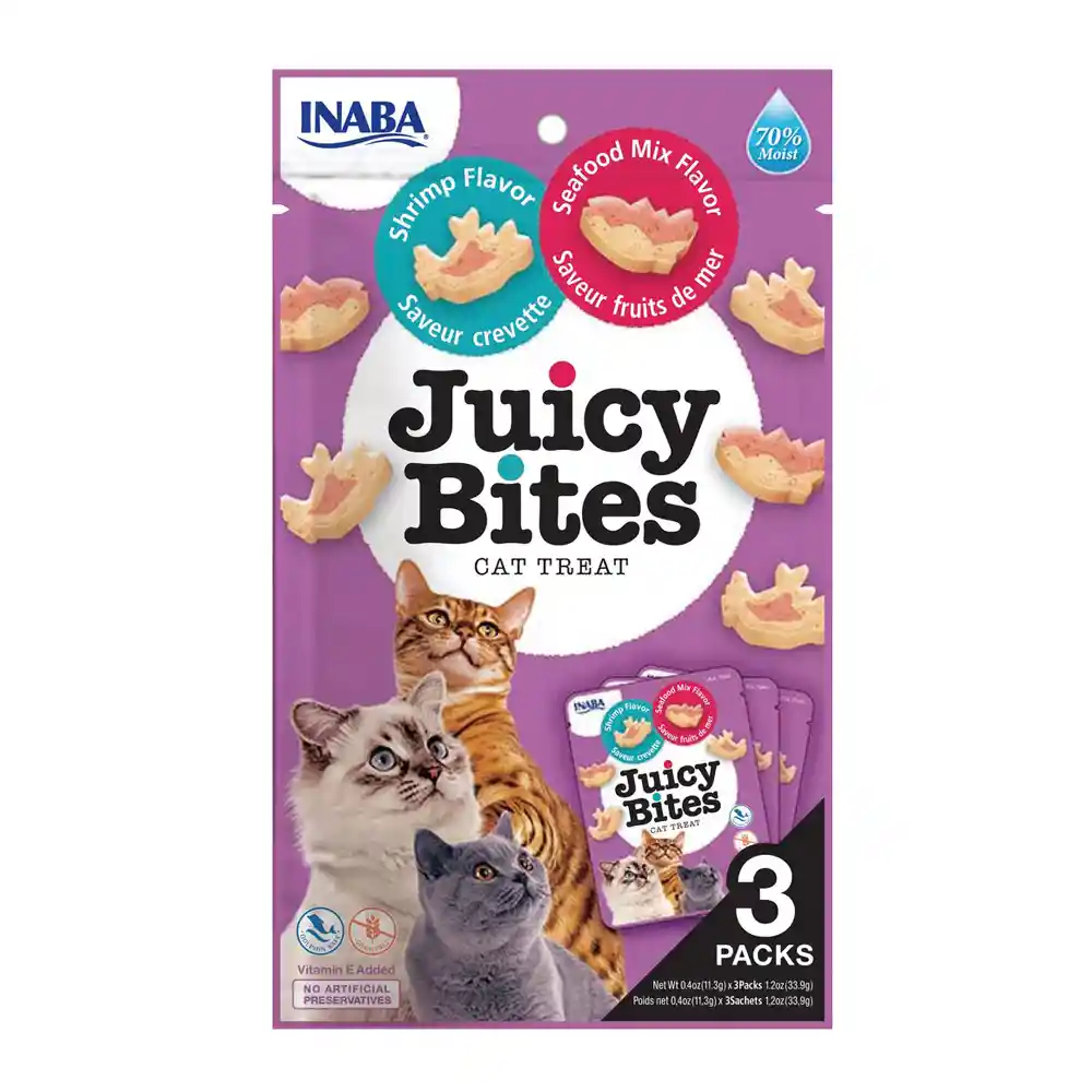 Inaba Juicy Bites Snack para Gatos Sabor a Camarón y Mariscos